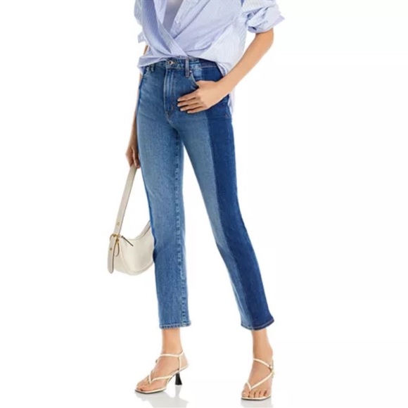 Derek Lam 10 Crosby Kate high rise ankle straighttwo tone denim